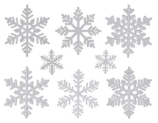 A collection of intricate and unique snowflakes showcasing their beautiful and delicate structures in winter.