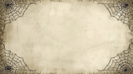 Spiderwebs frame a blank parchment background ideal for halloween themed designs and spooky invitations copy space