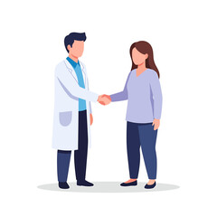 Doctor and Patient Shaking Hands Illustration on White Background