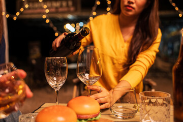 young woman with a glass of wine