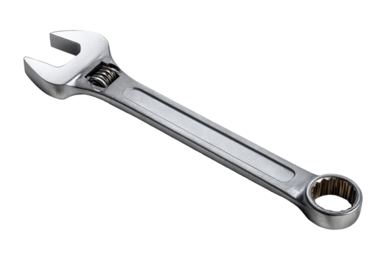 Adjustable wrench on a transparent background