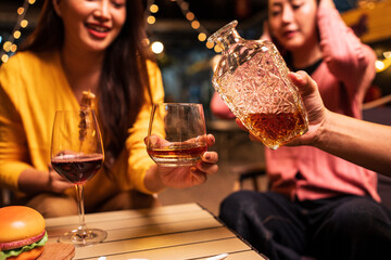 young couple having fun in the restaurant