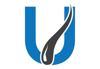 Intel latter U with hair treatment logo design concept
