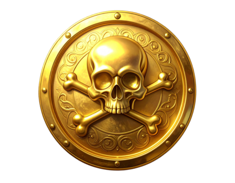 Shiny Pirate Doubloon – Gold Coin Sticker Transparent PNG - Powered by Adobe