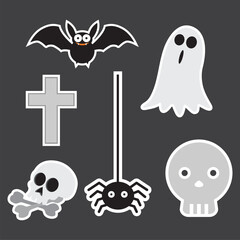 Hallowen element stickers isolated vector