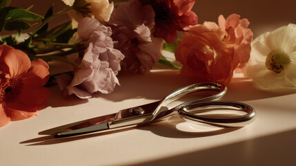 pair of scissors placed delicately on clean ultrabright white background showcasing their sleek design
