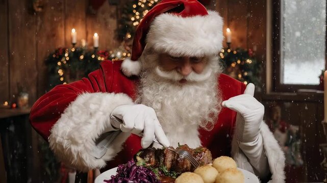 Weihnachtsmann mit Rouladen