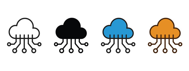 Fototapeta premium Cloud, CRM, customer, relationship, management, software, data icon vector. data storage and processing in a connected system, versatile symbol. vector illustration.