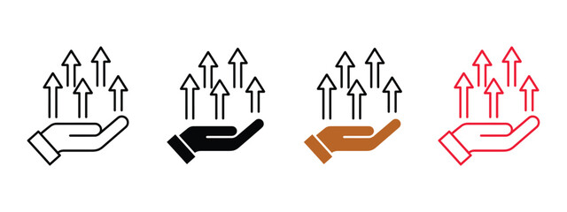Growth Line Icon on hand icon vector. success and positive trends in business and finance solutions symbol. vector illustration.