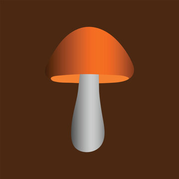 Vector illustration of a minimalist orange mushroom with a soft gradient on the cap and stem. Simple and clean design, isolated on a beige background. Matches to autumn themes & seasonal illustrations
