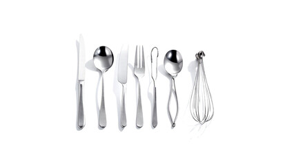 Fototapeta premium Silver Cutlery Set on White