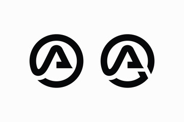 Letter A logo design in a circle with bold line art style