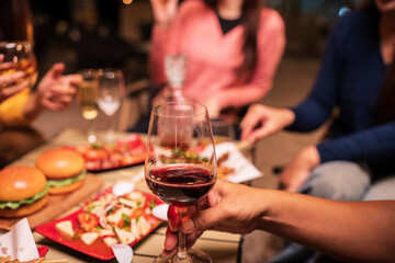 group of friends toasting with champagne