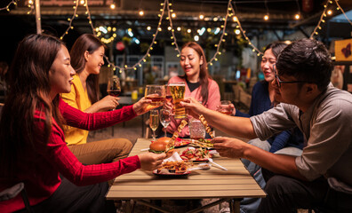 Celebrate whisky at an intimate party at a camping restaurant. A group celebration.	