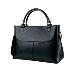 Fototapeta premium casual black leather women bag, png file of isolated cutout object with shadow on transparent background