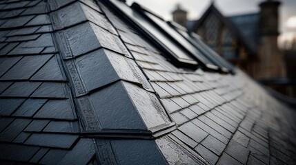 dark slate roof detail closeup