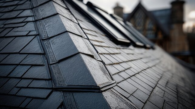 dark slate roof detail closeup