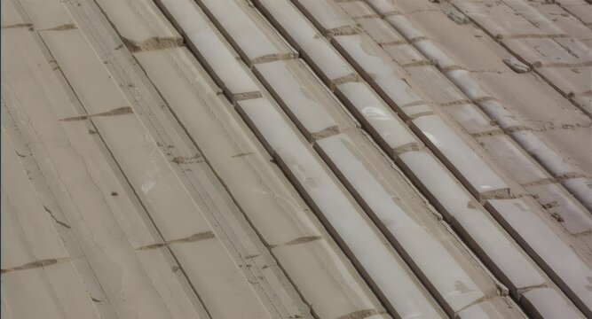 Light beige, rectangular panels arranged in parallel rows