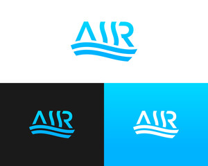 Air logo with wavy lines, modern branding for air conditioning, ventilation, or related services.