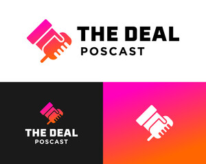 The Deal Podcast Logo Handshake with Microphone on Gradient Background