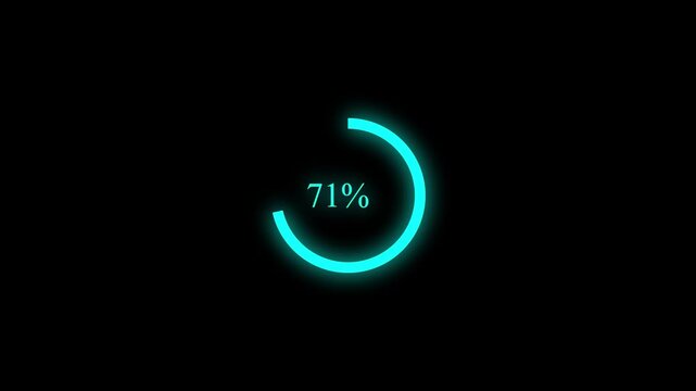 Loading Circle Ring Percentage Chart. Loading Transfer Animation in black background 0-100% .Loop loading video. Bar loading.4k video