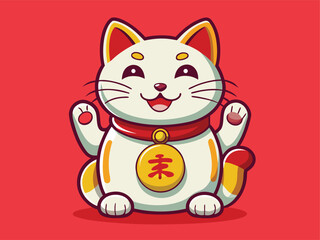 Japanese Lucky Cat with Coin Vector