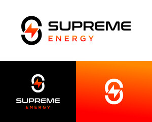 Logo design of the letter S and lightning for industrial companies.

