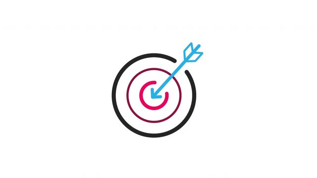 Target icon with arrow, Goal achievement for business strategy animation video