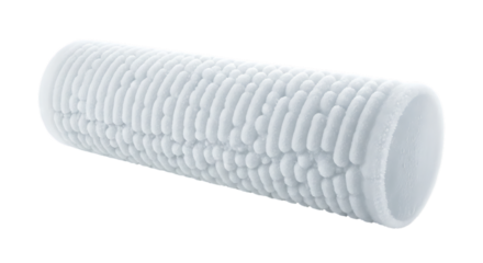 A foam roller with a textured surface, isolated transparent, used for muscle massage and physical therapy