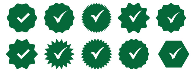 Social media and Profile Verified badge icon. Check and Approved, Accept, Instagram verified badge icon. vector illustration. Green verified badge icon vector set. green check mark icon vector set.