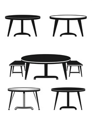 Simple black and white table icons