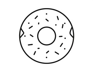 Simple black line art donut