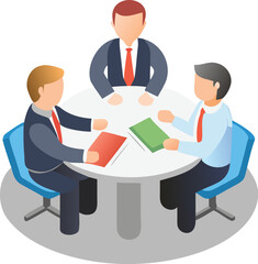 Business icons set featuring diverse cartoon characters representing a successful corporate team and individual business people in various office roles