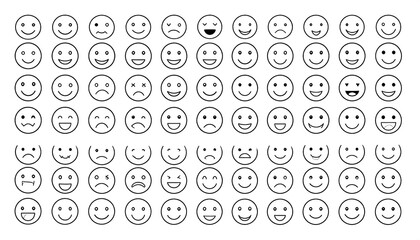 Simple black line art emoticons