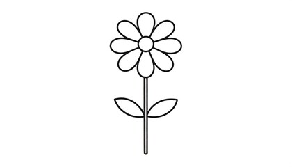 Simple black line drawing of a flower