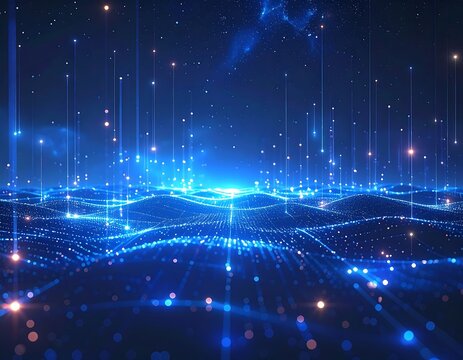 Abstract digital landscape of glowing points