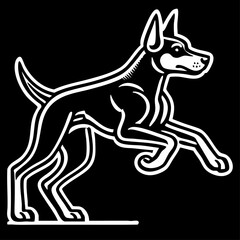 Obraz premium Silhouette of running dog, full of energy and motion, representing loyalty, speed, and playful spirit.