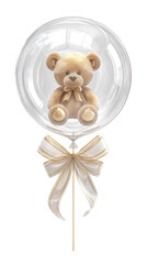 Gel Balloon with Large Teddy Bear Inside on Transparent Background