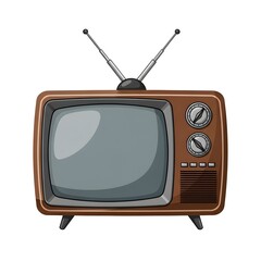 Vintage television with rabbit ears antenna isolated on white background 4k video