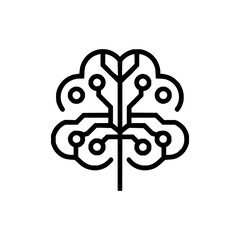 Stylized brain icon with circuit board design representing artificial intelligence and neural networks concept
