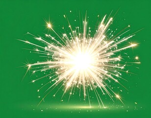 Sparkling firework burst on a green background