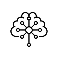 Outline of a cloud shape connected to a central node with radiating lines and circular endpoints