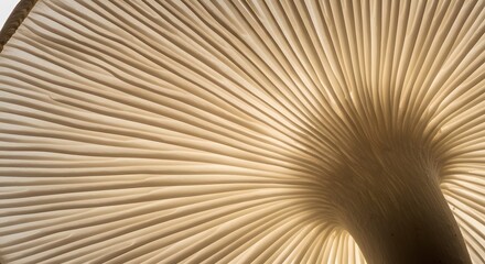 Macro Close-up of Mushroom Gills Showing a Radial Pattern