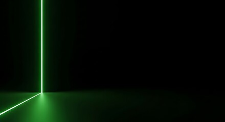 Elegant green neon light illuminating modern black space, great for technology concepts and futuristic backgrounds that add a vibrant touch to your designs