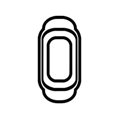 Outline illustration of a fitness tracker with a rounded rectangular display and band design isolated on white