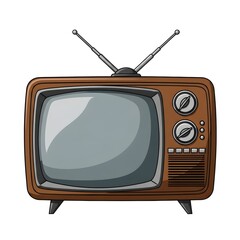 Retro brown television set with antennas isolated on white background 4k video