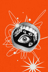 Artwork 3d photo collage of mouth bite freemason eyeball stare cavity dentistry freak bite mouth...