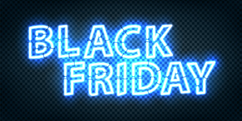Vector neon sign for Black Friday isolated on transparent background.