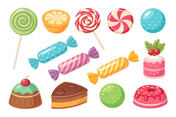 Playful Candy Icons Set PNG &ndash; Bright Colorful Sweets and Desserts Isolated on Transparent Background