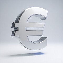 Obraz premium Gleaming silver Euro sign, a prominent symbol of European economic strength, global currency exchange, and financial prosperity, presented in a crisp 3D digital illustration